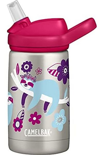 Camelbak Eddy+ Kids Bottle, Insulated Stainless Steel with Sloth and Flowers Design