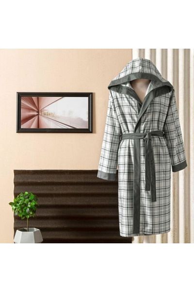 Taç Halat de baie cu glugă TAC, mărime L/XL, carouri Caleb Grey