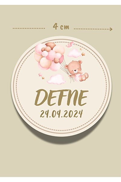 alışveriş kurdu İsimli Bebek Etiketi Sticker- Mevlüt Doğum Günü Etiketi 4x4 c...