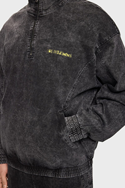 LES BENJAMINS Бавовняний Regular Fit Прямий комір З логотипом Джинсовий светр Чоловічий SWEAT LB24FWEAPMUTT