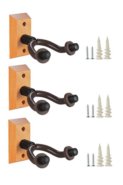 Chroma Gitar Bağlama Ukulele Duvar Askısı 3 Adet Standı Ahşap Yüzey + Dübel v...