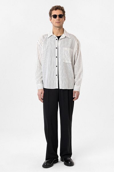 Antioch White Relax Fit Striped Men's Shirt