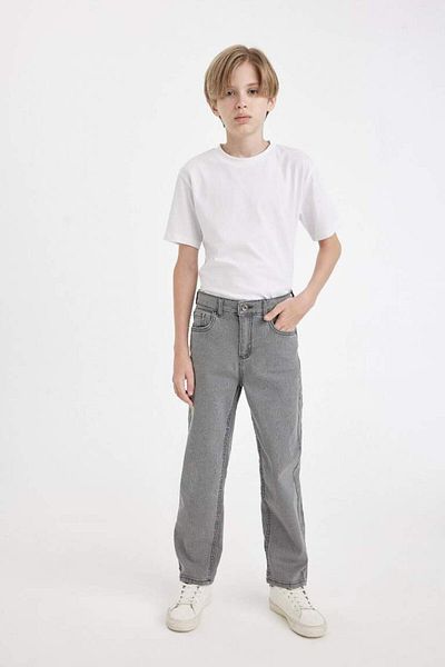 DeFacto New Season Boy's Crew Neck Basic μονόχρωμο κοντομάνικο μπλουζάκι