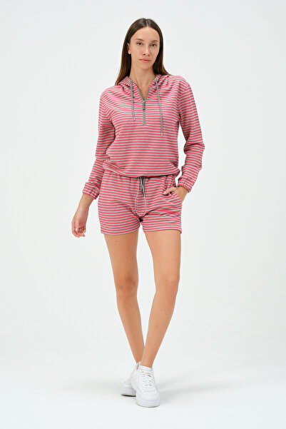 MSW Striped Interlock Cotton Hooded Sweatshirt