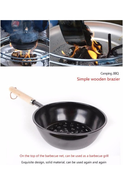 Generic Charcoal starter pot barbeque BBQ grill with wood handle portal