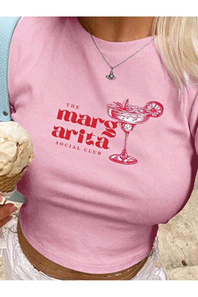 OVER HEAD Tricou Crop pentru femei Margarita Cocktail Printed Baby Tee