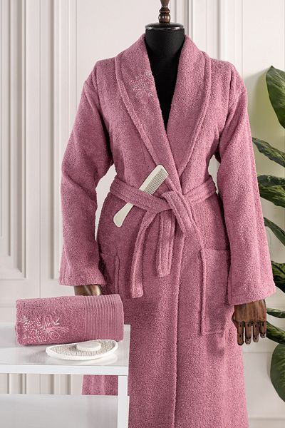 Lorateks Ayça 5 Piece Embroidered Bathrobe Set |   Bathrobe Set |   Dowry Set |   Towel |   Towel & Towel Set