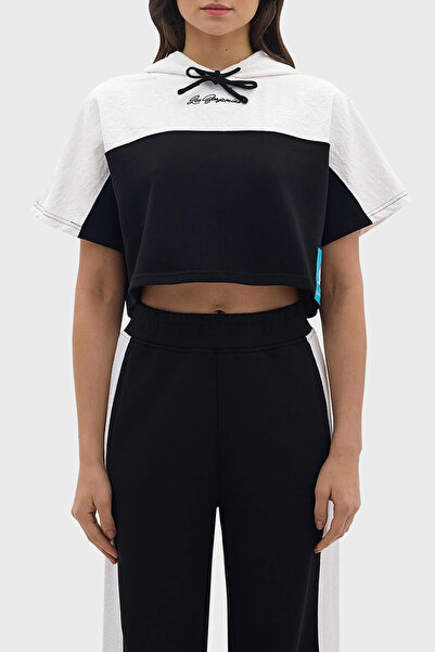 LES BENJAMINS Relaxed Fit Hooded Crop Sweat Sweat Lb24Sskisfuhd