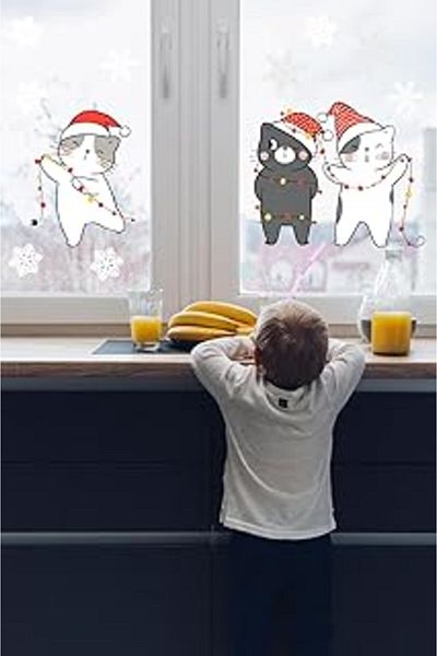 Mustore Crevidi Christmas Celebrating Cute Cats Kids Room Sticker