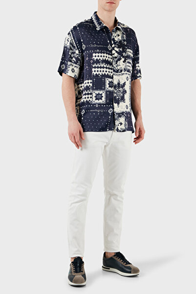 LES BENJAMINS Ανδρικό πουκάμισο με κοντό μανίκι με μοτίβο κανονική εφαρμογή LB25SSUNLMUSH