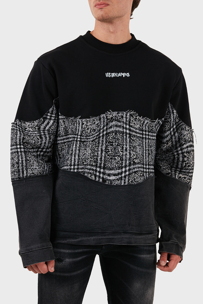 LES BENJAMINS Cotton Regular Fit Crew Neck Sweat Men's Sweat Lb24Fweapmusw