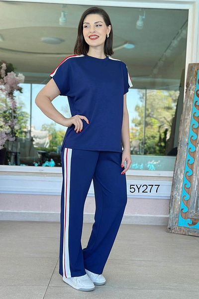 İnce Topuk Modal Fabric Suit with Bat Sleeve Piping 5Y277