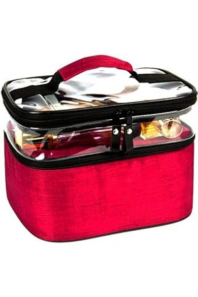 Mu Art Ahşap Ankanorm Women's Makeup Bag with Two Spacious Compartments Hanging Foldable Care Travel Organizer Makeup