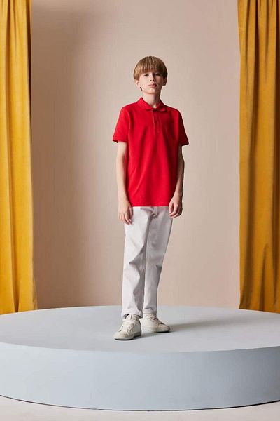 DeFacto New Season Boy's Basic Plain Pique Short Sleeve Red Polo T-Shirt