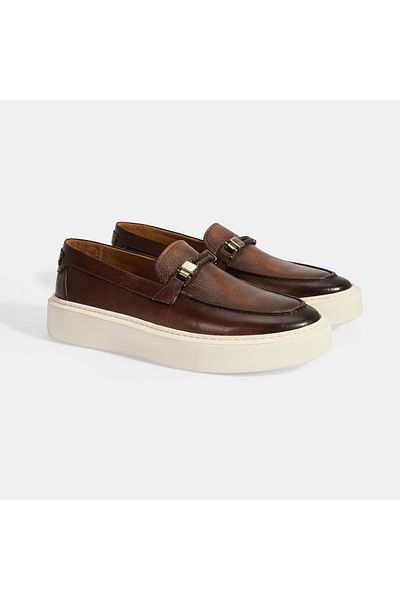 Desa Men's Tan Leather Loafer with Buckle Accessories
