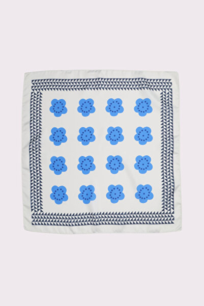 NOTHING Blue Flower Patterned Satin Scarf