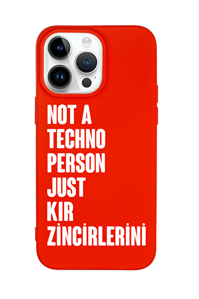 mooodcase iPhone 14 Pro Uyumlu Not Techno Person Just Kır Zincirlerini Desenli Telefon Kılıfı