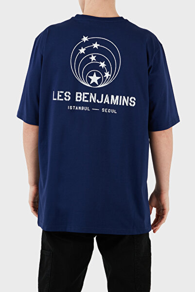 LES BENJAMINS Ανδρικό μπλουζάκι με λογότυπο Oversize Fit Cotton Crew Neck Ανδρικό T SHIRT LB25SSUNLMUOT