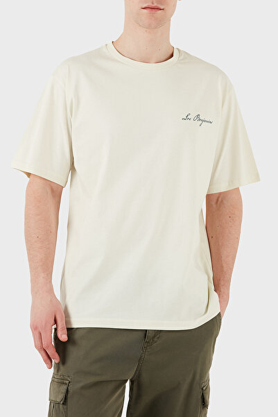 LES BENJAMINS Ανδρικό μπλουζάκι με στάμπα, χαλαρή εφαρμογή, βαμβακερό λαιμόκοψη T SHIRT LB25SSUNLMUTS