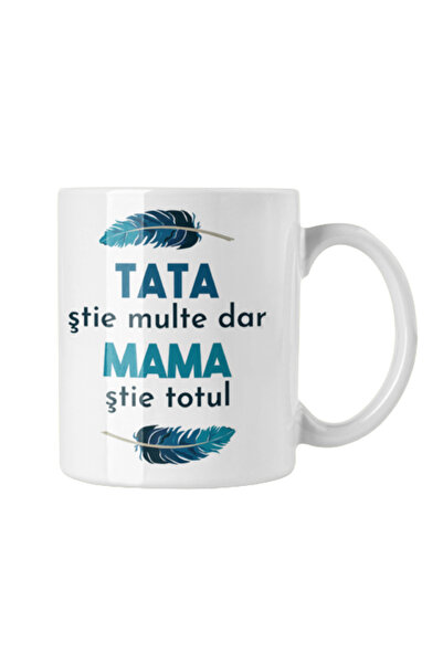 OEM Cană albă personalizată „Tata știe multe, dar mama știe totul”, INOVATIX®...