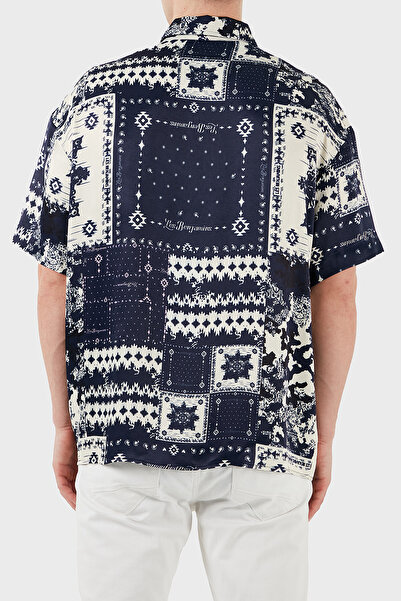 LES BENJAMINS Ανδρικό πουκάμισο με κοντό μανίκι με μοτίβο κανονική εφαρμογή LB25SSUNLMUSH