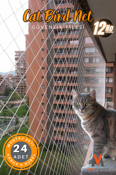 viyolmarketim Balkon Filesi 2,5x7 Mt Kedi Balkon Filesi Kuş Filesi Balkon Güv...