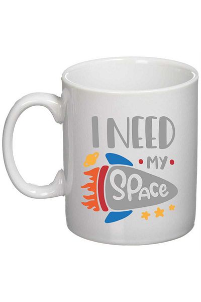 OEM Personalized white mug "I need my space", INOVATIX®. 330 ml