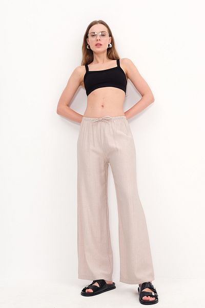 Addax Wide Leg Trousers with Tied Waistband Pn10450