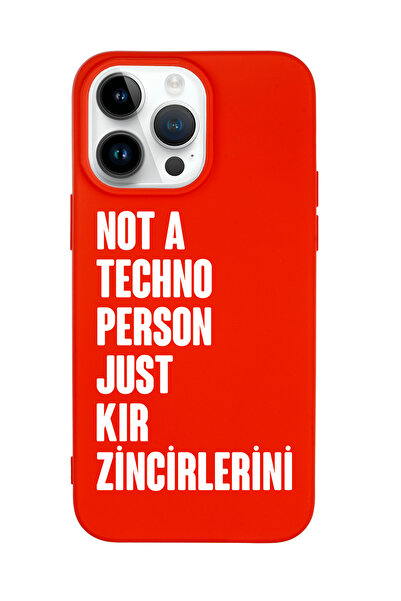 mooodcase iPhone 15 Pro Max Uyumlu Not Techno Person Just Kır Zincirlerini Desenli Telefon Kılıfı