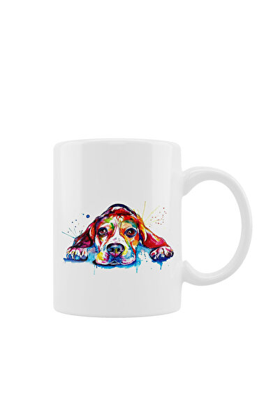 OEM Cană albă personalizată cu un câine Beagle colorat, INOVATIX®. 330ml