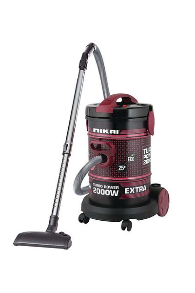 Nikai 25 Liter Drum Vacuum Cleaner, Sponge Filter, Blower Function, Metal Telescopic Tube, 2000 Watts, Mad