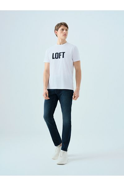 Loft 2038590 White Men's Embossed Loft Lettering Crew Neck T-Shirt