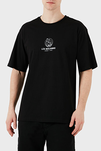LES BENJAMINS Ανδρικό μπλουζάκι με στάμπα, χαλαρή εφαρμογή, βαμβακερό λαιμόκοψη T SHIRT LB25SSUNLMUTS