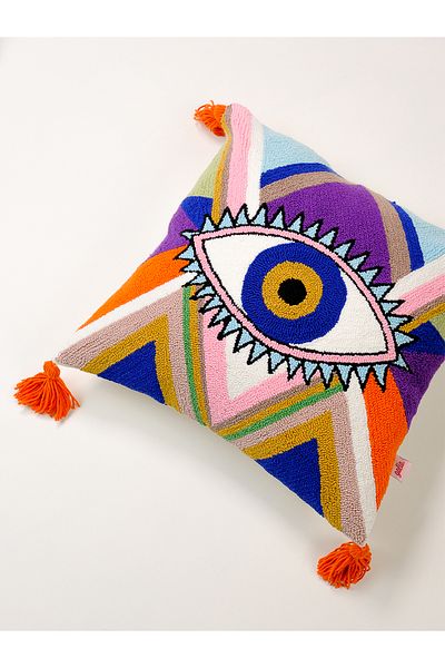 Galia Tasarım Husă de pernă cu design special colorat pentru ochi / violet-portocaliu