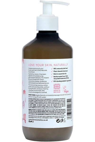 I Love Naturals Rose & Argan Hand Wash, Natural Oils Of Rose & Patchouli, Gently Removes Impurities,