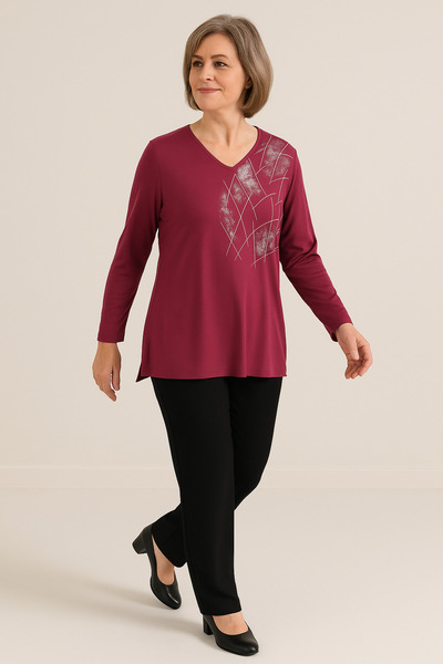 detay örme Anne Bluzu Battal %60 Pamuk Garantili