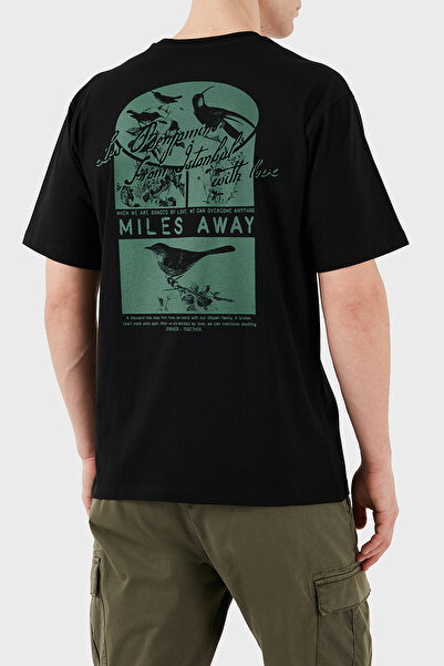 LES BENJAMINS Ανδρικό μπλουζάκι με στάμπα, χαλαρή εφαρμογή, βαμβακερό λαιμόκοψη T SHIRT LB25SSUNLMUTS