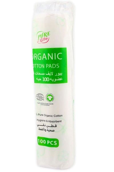 Pure Life Cosmetics PureLife Organic Cotton Pads 100pcs – Ultra-Soft, Lint-Free & Eco-Friendly for Sensitive Skin