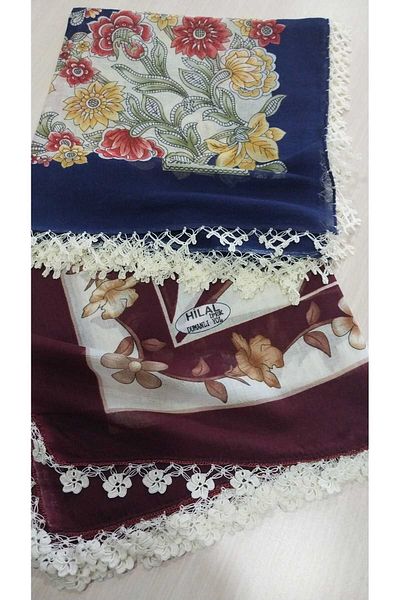 Papatyam Hand Work 2 Pcs Crochet Embroidered Writing/Crochet Writing/Vintage/Dowry Yemeni/100X100/Cotton