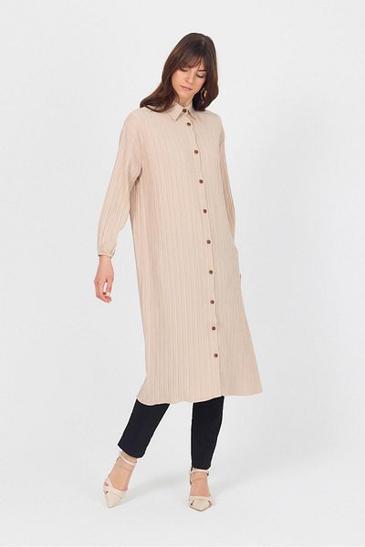 Rays Mink Buttoned Sleeve Elastic Long Tunic 4507A