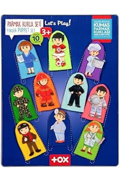 Mu Art Ahşap Tox Professional 10 Pieces Finger Puppet, Educational Toy T76-1