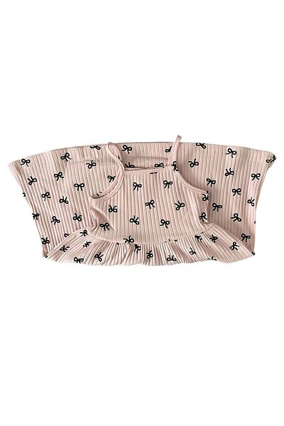 BY-GRİ By-Grey Mini Girl's Dress with Ribbon Straps