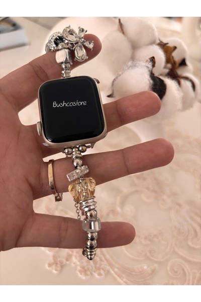 Bushco Store Apple Watch Uyumlu Taşlı Çiçekli Luxury 38-40-41 mm Kordon