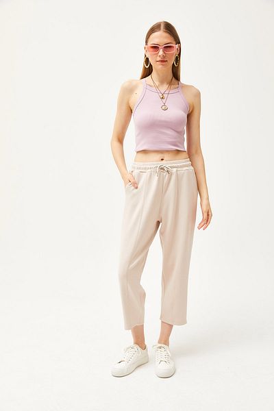 Olalook Women's Powder Pocketed Stitching Detailed Soft Textured Modal Sweatpants EŞF-00000069