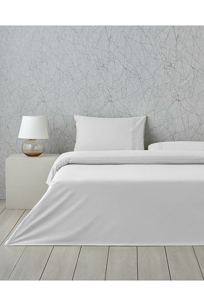 English Home Lace Elegance Kopanakili Perkal Double Duvet Cover Set 200X220 cm White