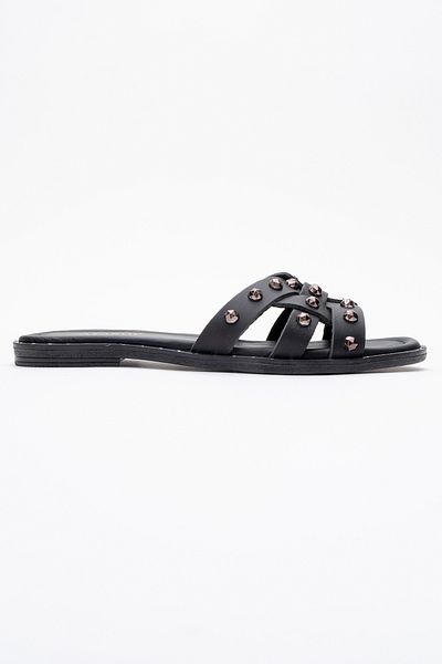 Ataköy Ayakkabı Women's Leather Staple Detail Slippers