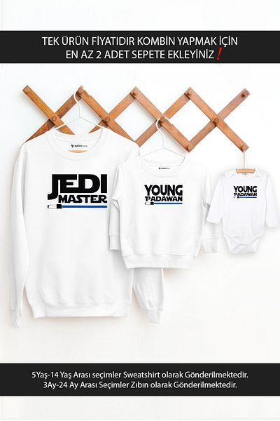 Tshirthane Father Son Jedi Master (Single Product Price Add My Mini 2 Baskets to Make Combin)