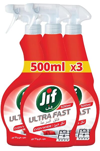 Jif Ultra Fast Cleaner Spray, Everywhere, 500ml, Pack of 3