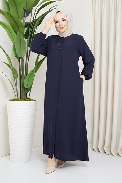 hafsamina Μεγάλο μέγεθος Navy Blue Ferace με πατιλέτα στο μπροστινό μέρος