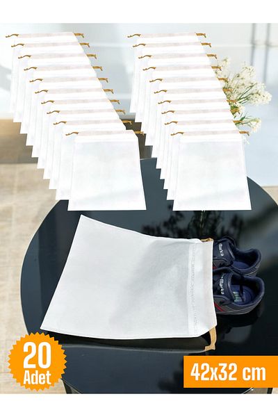 Balkan Room 20 Pcs White Drawstring Shoes Storage Bag Multipurpose Closet Drawer Suitcase Organizer